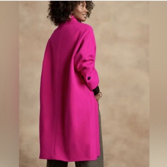 NWT! Banana Republic Pink Fuscia Italian Melton Cocoon Coat - Multiple Sizes - Picture 2 of 6